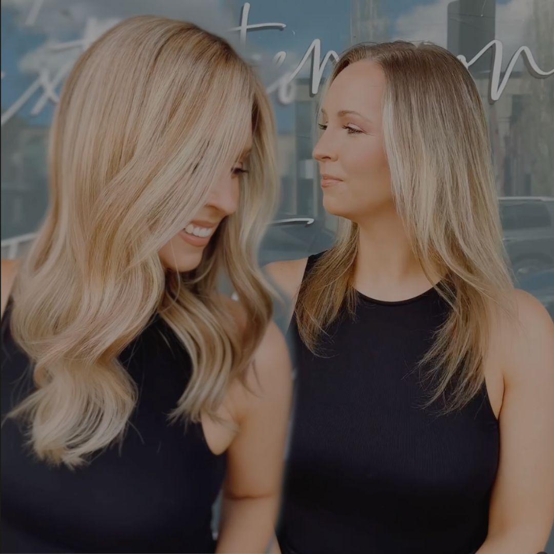 Client before and after, postpartum hair loss