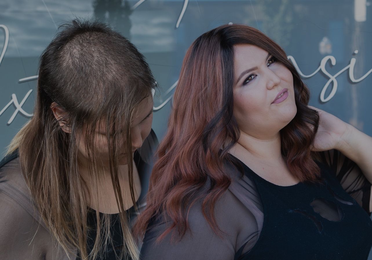 Client before and after, living with trichotillomania